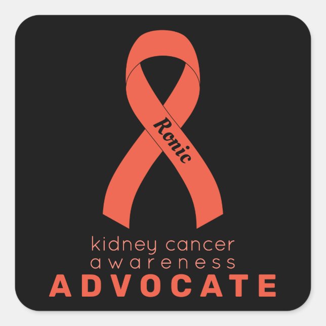 Kidney Cancer Advocate Black Square Sticker (Front)