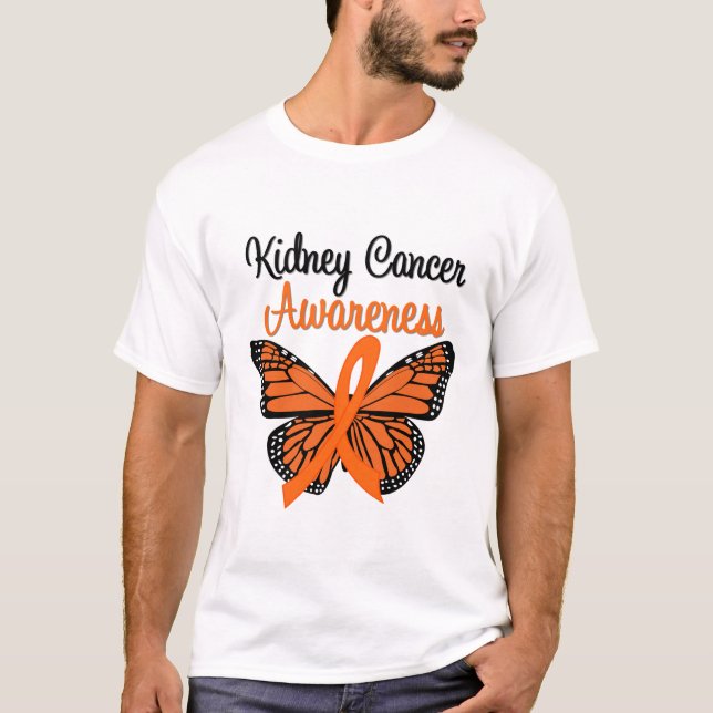 Kidney Cancer Awareness Butterfly Ribbon T-Shirt (Front)