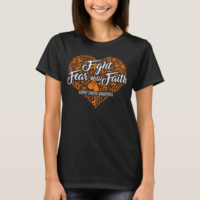 kidney cancer awareness heart fight faith T-Shirt (Front)