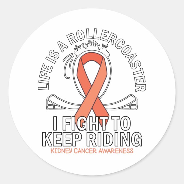 Kidney cancer awareness orange ribbon classic round sticker (Front)