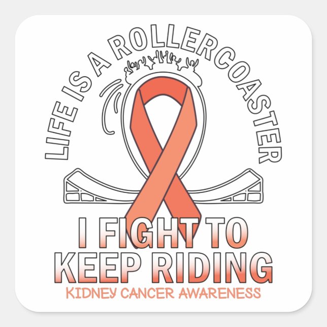 Kidney cancer awareness orange ribbon square sticker (Front)