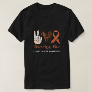 Kidney Cancer Awareness Peace Love Cure Leopard T-Shirt