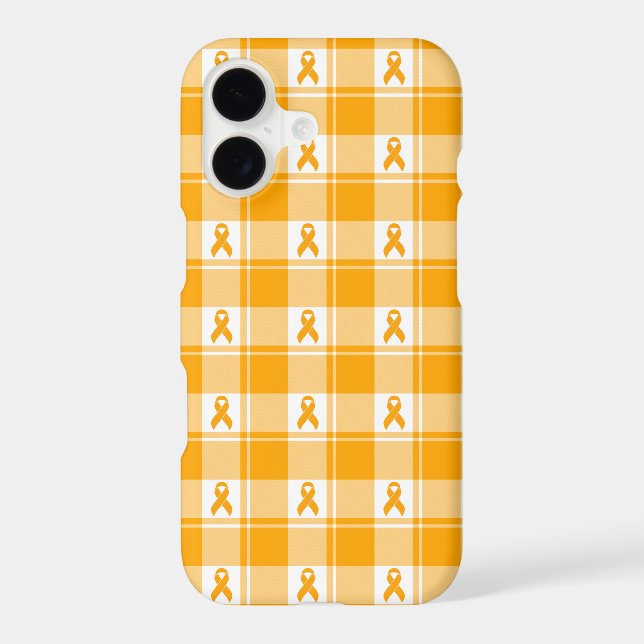 Kidney Cancer Awareness Plaid, Phone Case, Orange (Back)