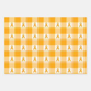 Kidney Cancer Awareness Plaid Wrapping Paper