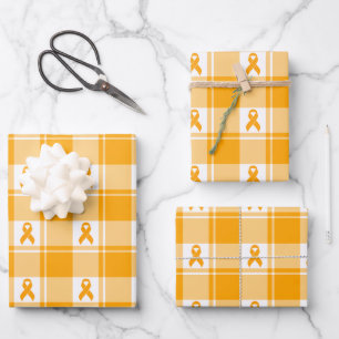 Kidney Cancer Awareness Plaid Wrapping Paper