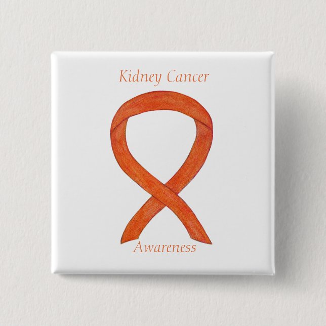 Kidney Cancer Awareness Ribbon Custom Pin (Front)