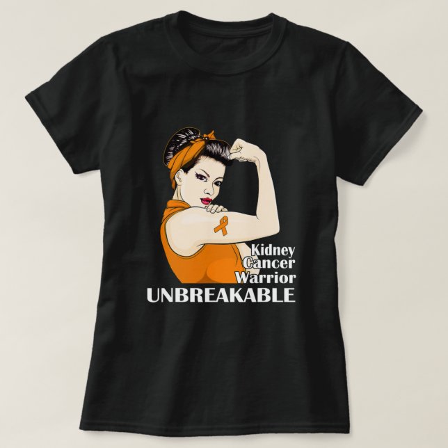 Kidney Cancer Awareness Warrior Unbreakable Surviv T-Shirt (Design Front)