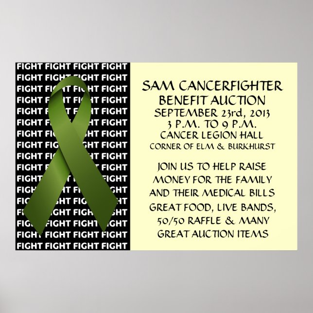 Kidney Cancer Benefit Auction Poster (Front)
