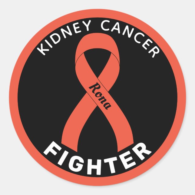 Kidney Cancer Fighter Ribbon Black Round Sticker (Front)