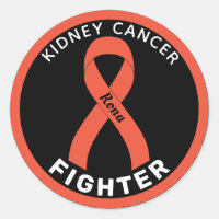 Kidney Cancer Fighter Ribbon Black Round Sticker