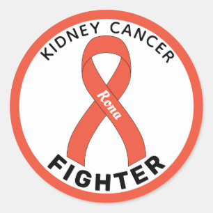 Kidney Cancer Fighter Ribbon White Round Sticker