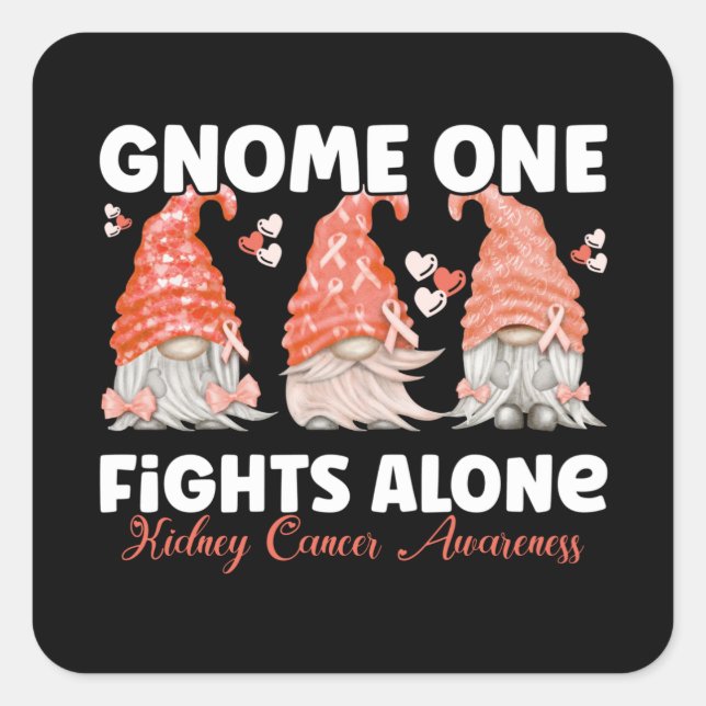 Kidney Cancer Orange Ribbon Gnome Square Sticker (Front)