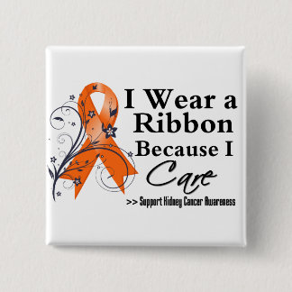 Kidney Cancer Ribbon Because I Care v2 15 Cm Square Badge