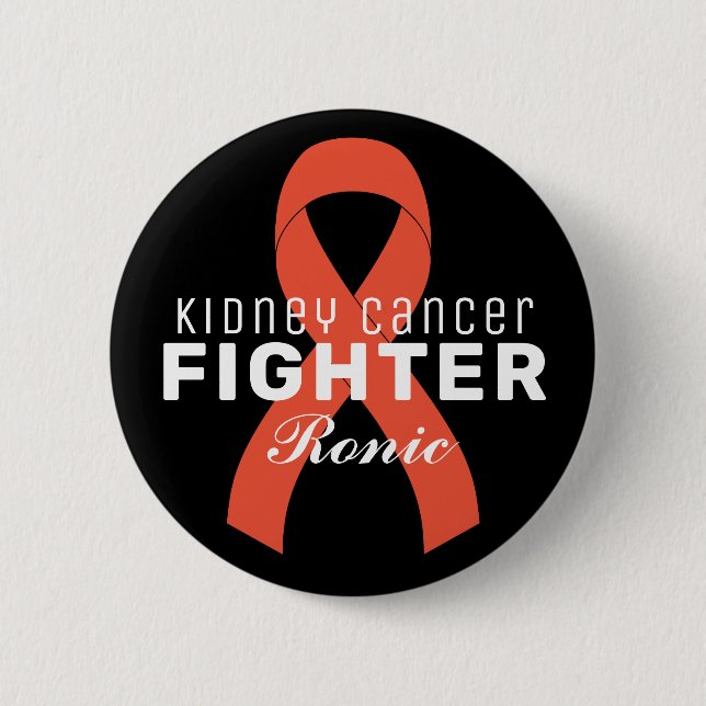 Kidney Cancer Ribbon Black Button (Front)