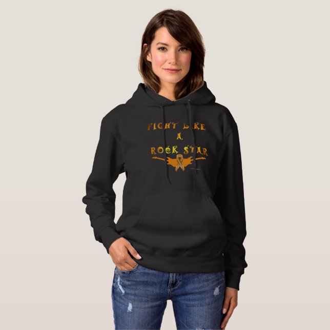 Kidney Cancer Rock Star Ladies Hoodie (Front Full)