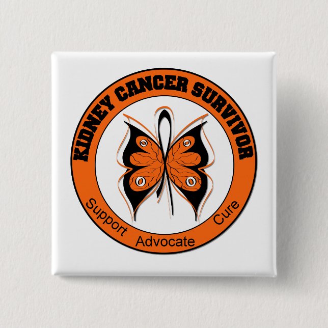 Kidney Cancer Survivor Butterfly 15 Cm Square Badge (Front)