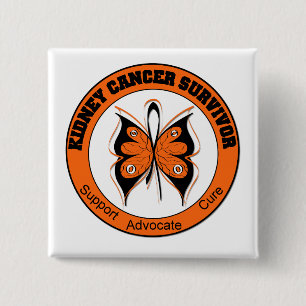 Kidney Cancer Survivor Butterfly 15 Cm Square Badge