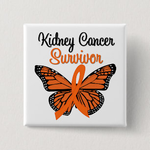 Kidney Cancer SURVIVOR Butterfly 15 Cm Square Badge