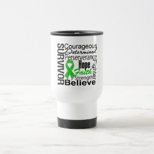 Kidney Cancer Survivor Collage Green Travel Mug