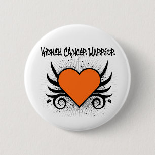 Kidney Cancer Warrior Heart 6 Cm Round Badge