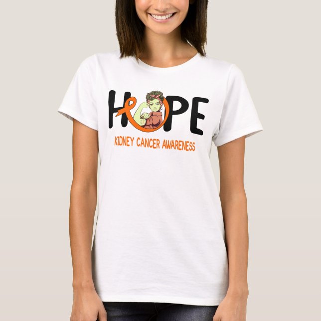 kidney cancer warrior hope orange ribbon T-Shirt (Front)