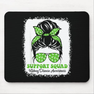 Kidney Disease Awarenes Messy Bun Green Ribbon Mouse Mat
