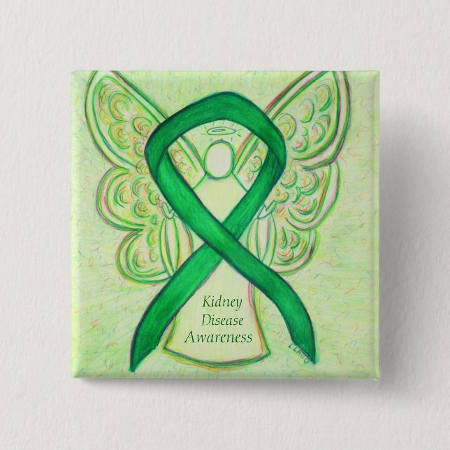 Kidney Disease Awareness Angel Ribbon Art Pin (Front)