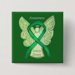 Kidney Disease Awareness Angel Ribbon Art Pin