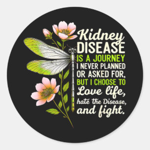 Kidney disease awareness butterfly ribbon kidneyKi Classic Round Sticker
