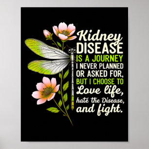 Kidney disease awareness butterfly ribbon kidneyKi Poster