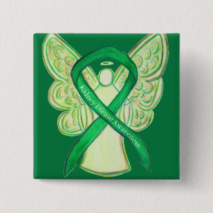 Kidney Disease Awareness Green Ribbon Angel Pins