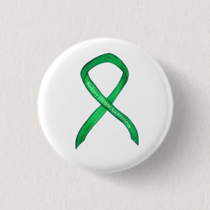 Kidney Disease Awareness Green Ribbon Art Button