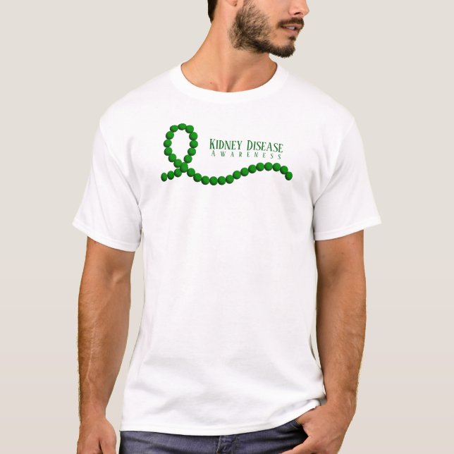 Kidney Disease Awareness Green Ribbon Beads T-Shirt (Front)
