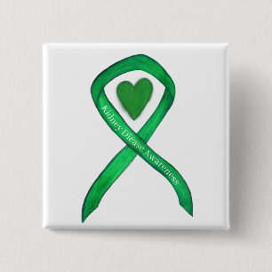 Kidney Disease Awareness Green Ribbon Custom Pin