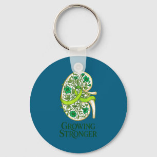 Kidney disease awareness green ribbon floral renal key ring