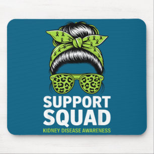 Kidney disease awareness messy bun support squad mouse mat