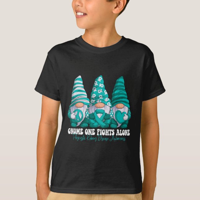 Kidney Disease Awareness Month Teal Ribbon Gnomes  T-Shirt (Front)