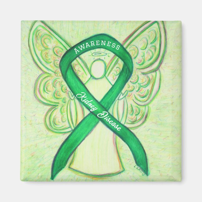 Kidney Disease Awareness Ribbon Angel Art Magnet (Front)