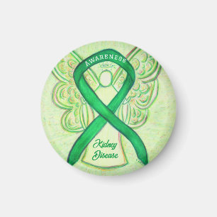 Kidney Disease Awareness Ribbon Angel Art Magnets
