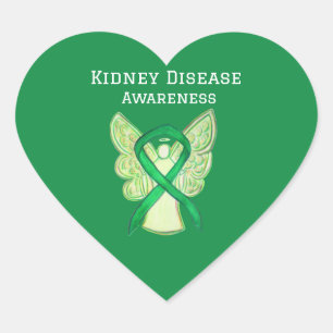Kidney Disease Awareness Ribbon Angel Decal Heart Sticker