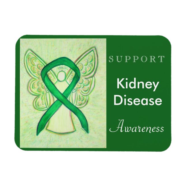 Kidney Disease Awareness Ribbon Angel Magnet (Horizontal)
