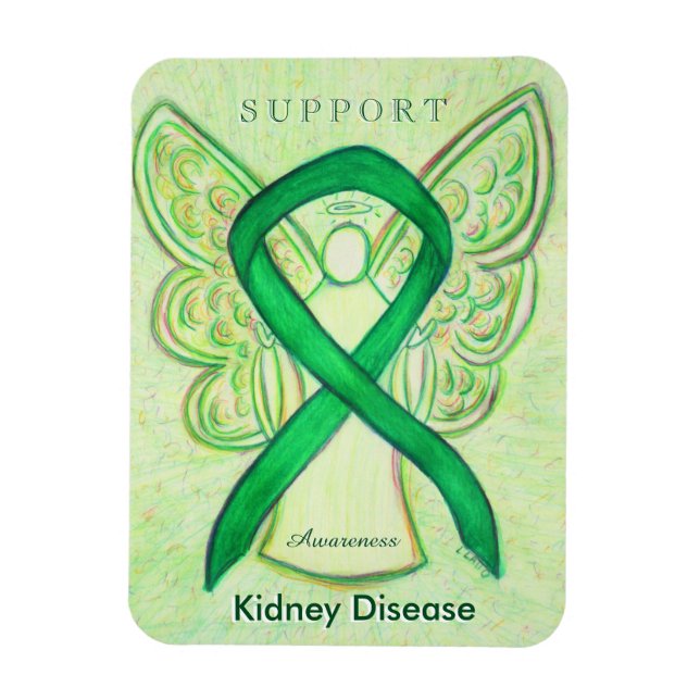 Kidney Disease Awareness Ribbon Angel Magnet Gifts (Vertical)