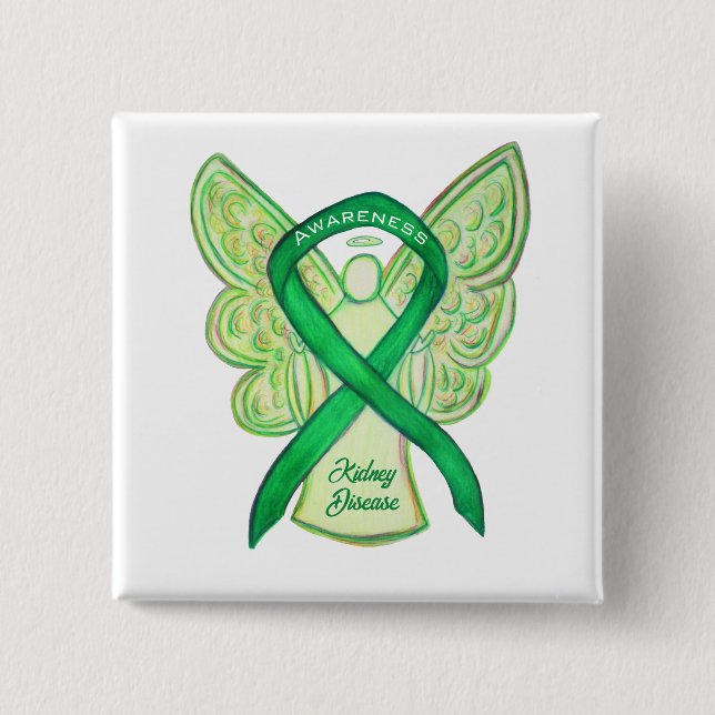 Kidney Disease Awareness Ribbon Angel Pin (Front)