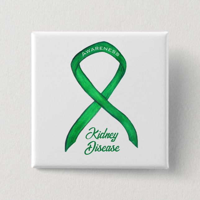 Kidney Disease Awareness Ribbon Button Pin (Front)