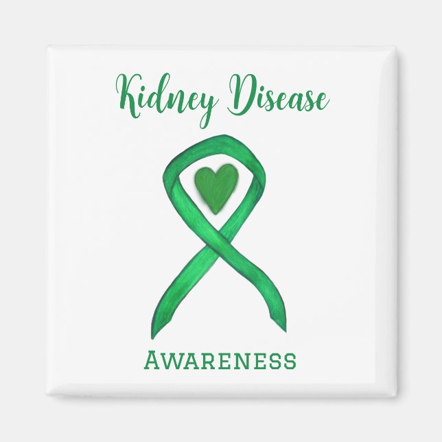 Kidney Disease Awareness Ribbon Custom Art Magnets (Front)