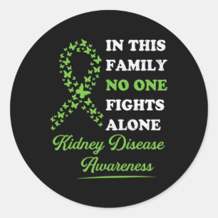 Kidney Disease Awareness Ribbon Family Nobody Figh Classic Round Sticker