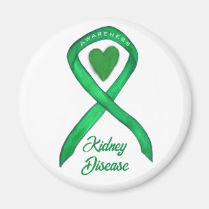 Kidney Disease Awareness Ribbon Heart Art Magnet
