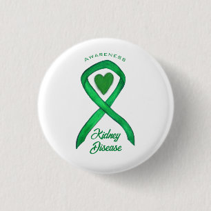 Kidney Disease Awareness Ribbon Heart Buttons