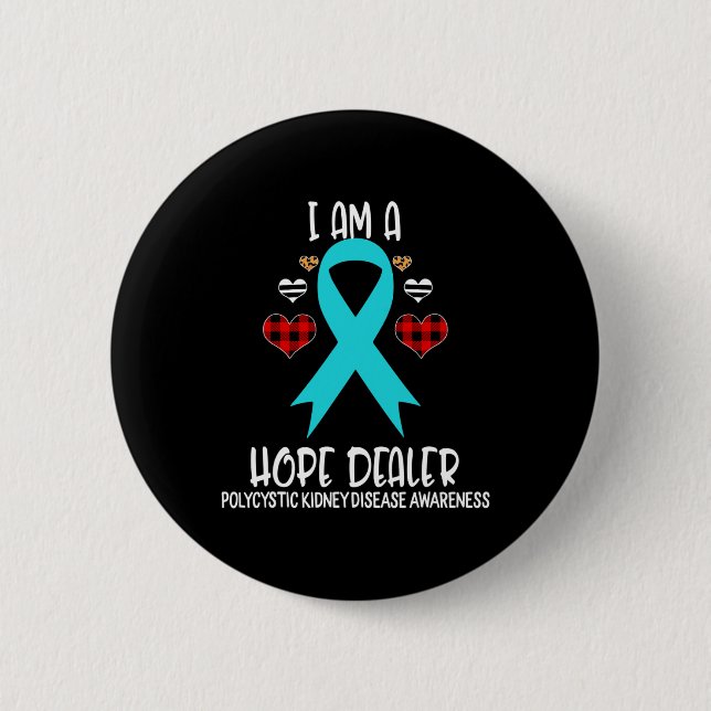 Kidney Disease Awareness Ribbon I Am A Hope Deale  6 Cm Round Badge (Front)