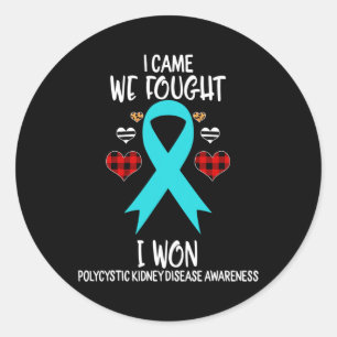 Kidney Disease Awareness Ribbon I Came We Fought  Classic Round Sticker